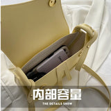 Casual Solid PU Leather Shoulder Crossbody Saddle Bag For Women