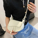 Casual Solid PU Leather Shoulder Crossbody Saddle Bag For Women