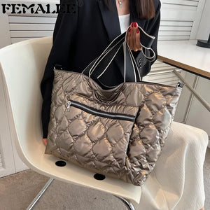 Soft Quilted Cotton Crossbody Messenger Bag Big Tote Handbags
