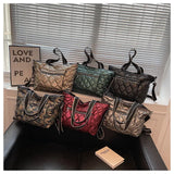 Soft Quilted Cotton Crossbody Messenger Bag Big Tote Handbags