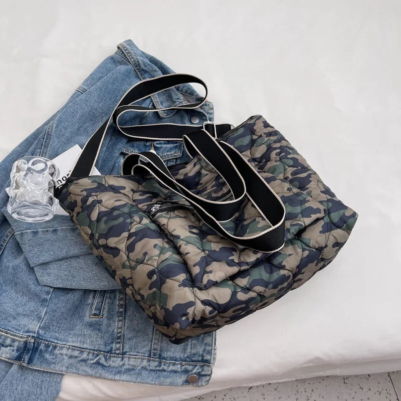 Soft Quilted Cotton Crossbody Messenger Bag Big Tote Handbags