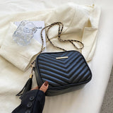 Casual Square Crossbody Bag Tassel Chain Shoulder Bag Striped Pu Leather