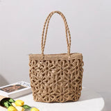 Casual Women Straw Woven Bag Shoulder Beach Rattan Handbag