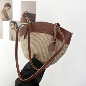 Women Straw Shoulder Bag Small Totes Rattan Beach Travel Purses