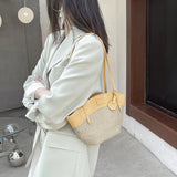 Women Straw Shoulder Bag Small Totes Rattan Beach Travel Purses