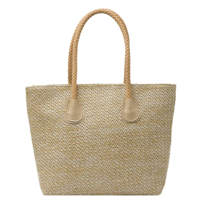 Casual Straw Shoulder Bag for Women Big Capacity Basket Beach Holiday Style