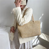 Straw Shoulder Bag Large Capacity Tote Lady Purses