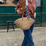 Straw Women Shoulder Bags Woven Handbag Beach Tote Shopping Bags