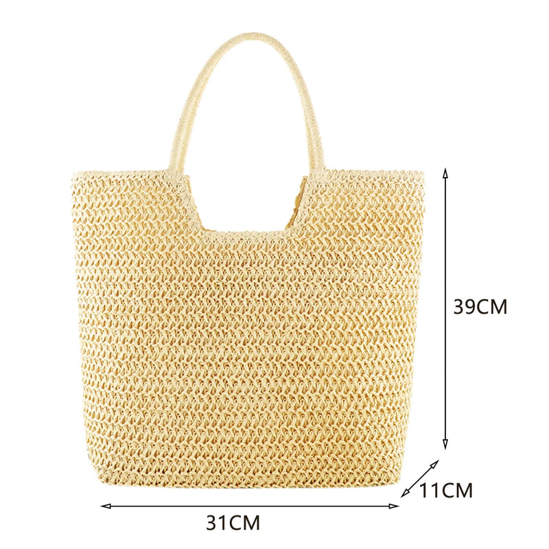 Casual Straw Woven Handbags Summer Beach Women Shoulder Bags