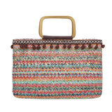 Casual Straw Woven Hand Carrying Flap Striped Summer Beach PP Straw Bag