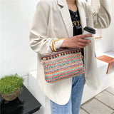 Casual Straw Woven Hand Carrying Flap Striped Summer Beach PP Straw Bag