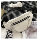 Casual Street Chest waist Bag Women canvas fanny pack Belt Pouch Chain Zipper