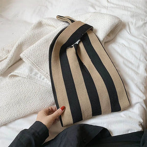 Casual Stripe Pattern Shoulder Bag Women Handbag