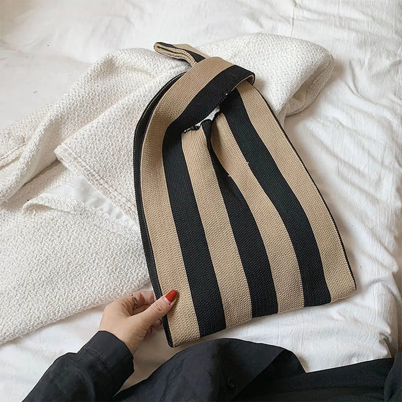 Casual Stripe Pattern Shoulder Bag Women Handbag