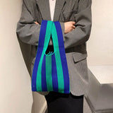 Casual Stripe Pattern Shoulder Bag Women Handbag