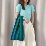 Casual Stripe Pattern Shoulder Bag Women Handbag