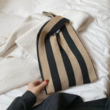 Casual Stripe Pattern Shoulder Bag Women Handbag