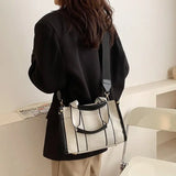 Casual Striped Canvas Large Tote Bag Women Handbags Shoulder Crossbody Bags