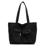 Casual Canvas Tote Bag for Women Spring Solid Shoulder Travel Schoolbag