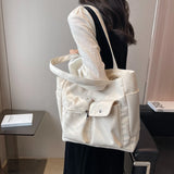 Casual Canvas Tote Bag for Women Spring Solid Shoulder Travel Schoolbag