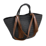 Tassel Straw Bag Woven Shoulder Purse Bohemian Beach Tote