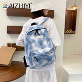 Tie Dye School Backpack for Girls with Multi-layer Pockets