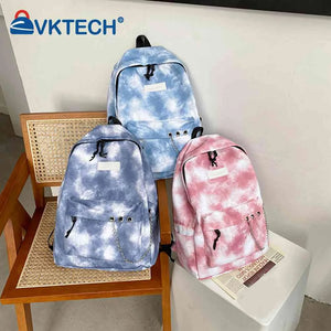Tie Dye School Backpack Large Capacity Girls College Student Soft Bag