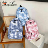 Tie Dye School Bags for Girls Gradient Chain Canvas Backpack
