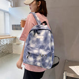 Tie Dye School Backpack for Girls Gradient Chain Travel Bag