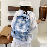 Tie Dye School Backpack for Girls Gradient Chain Travel Bag