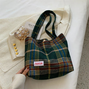 Plaid Shoulder Bag Large Capacity Handbag for Women