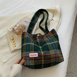 Plaid Shoulder Bag Large Capacity Handbag for Women