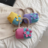 Casual Canvas Tote Bag for Women with Flower Design