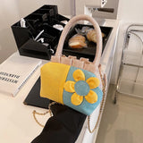 Casual Canvas Tote Bag for Women with Flower Design