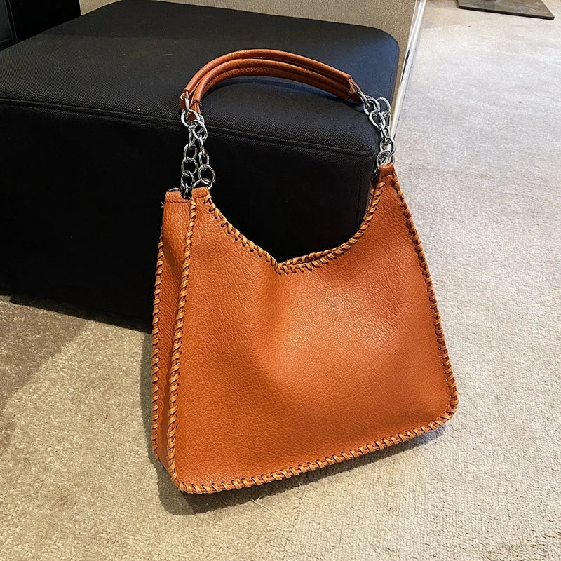 Vintage Soft Leather Tote Bag for Women