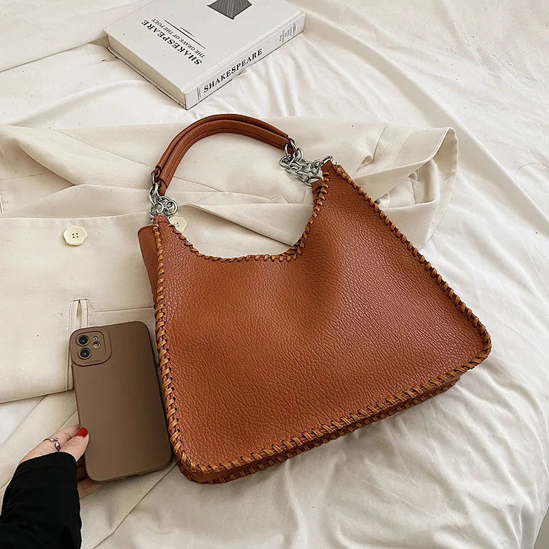 Vintage Soft Leather Tote Bag for Women