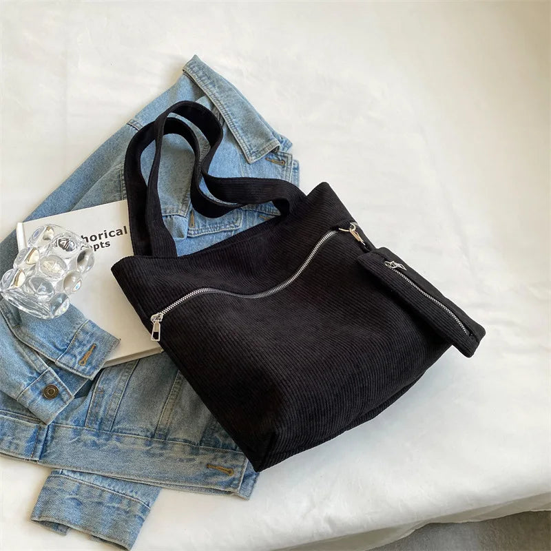 Casual Tote Bag Large Capacity Corduroy Women's Handbag