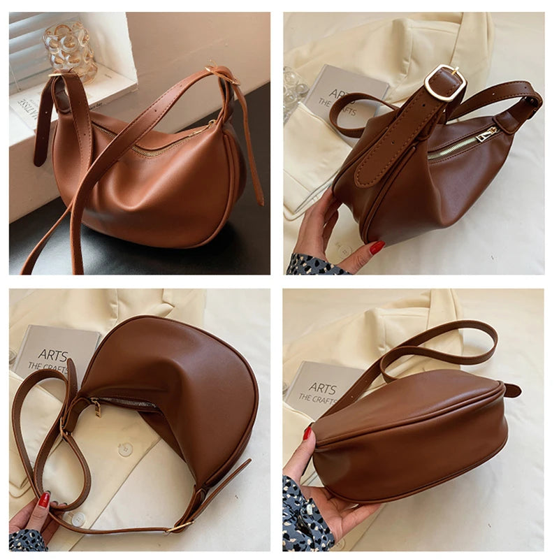 Vintage Leather Crossbody Bag for Women Handmade Brown