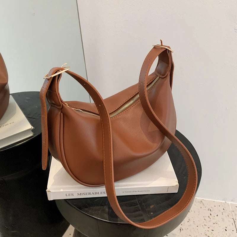 Vintage Leather Crossbody Bag for Women Handmade Brown