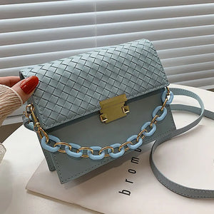 Casual PU Leather Shoulder Bag with Chain - Small Crossbody Purse