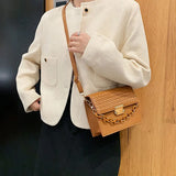 Casual PU Leather Shoulder Bag with Chain - Small Crossbody Purse