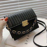 Casual PU Leather Shoulder Bag with Chain - Small Crossbody Purse