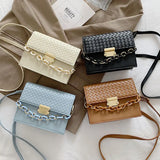 Casual PU Leather Shoulder Bag with Chain - Small Crossbody Purse