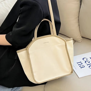 Canvas Top-handle Bag for Women Large Capacity Tote Shoulder Shopping Bag