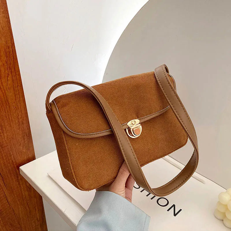 Corduroy Armpit Shoulder Bag Women Handbag Small Square Bag Clutch