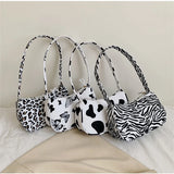 Leopard Print Shoulder Bag Women Canvas Handbag Purse