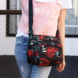 Casual Lightweight Nylon Shoulder Bag Women Waterproof Print Messenger Bag