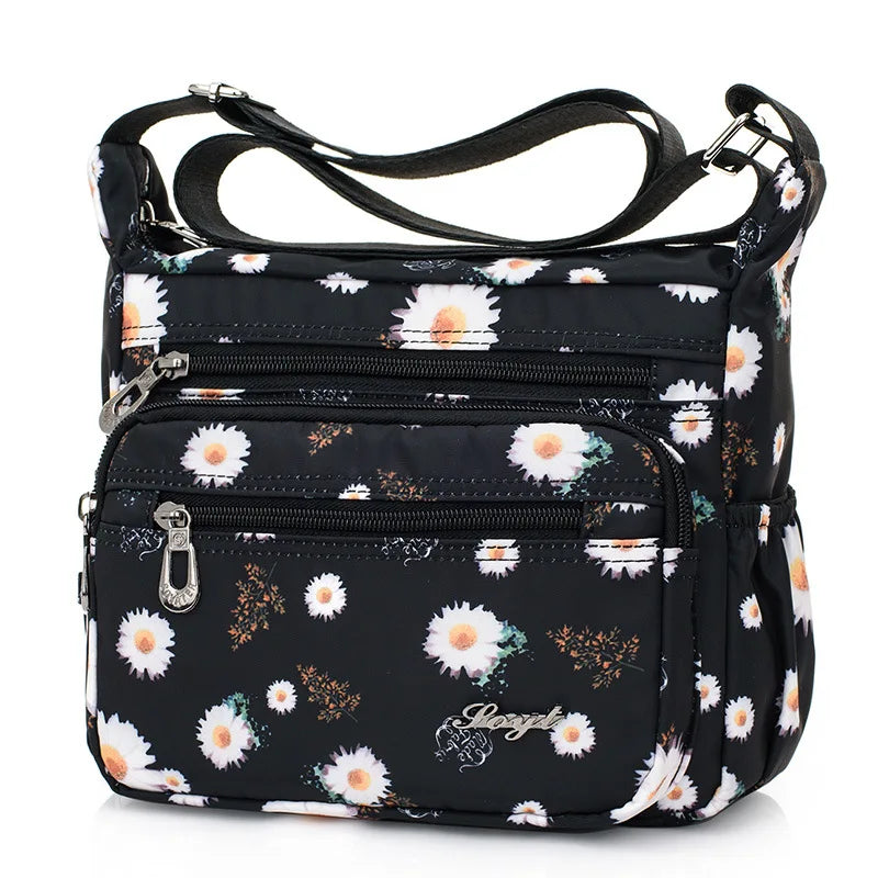 Casual Lightweight Nylon Shoulder Bag Women Waterproof Print Messenger Bag