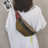 Women's Waist Bag Strip Chest Bag Zipper Pouch