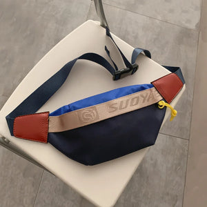 Women's Waist Bag Strip Chest Bag Zipper Pouch